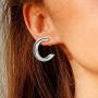 FANCIME Half Open Hoop Stud Earrings Triple Thin/Thick Tube High Polished Hoop Earrings 14K Yellow/White Gold Plated Fashion Statement Jewelry Gift for Women Teens Girls Mom