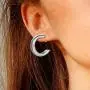 FANCIME Half Open Hoop Stud Earrings Triple Thin/Thick Tube High Polished Hoop Earrings 14K Yellow/White Gold Plated Fashion Statement Jewelry Gift for Women Teens Girls Mom