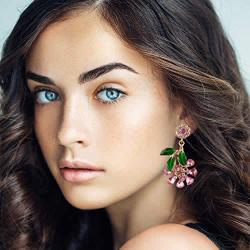 Colorful Rhinestone Earrings Oversized Statement Earrings for Women Tropical Flower Earrings Big Drop Earrings