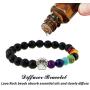 Natural Stone 7 Chakra Dog Paw Charm Lava Rock Mala Beads Elastic Bracelet Yoga Meditation Healing Bangle