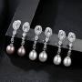 KEETEEN Sterling Silver Pearl Earrings 8mm Dangle Teardrop Earrings Bridal Betrothal Jewels