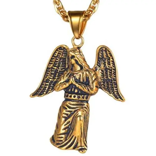 PROSTEEL Guardian Angel Necklace, Stainless Steel, Gold Plated, Protection Necklace PROSTEEL Guardian Angel Necklace, Stainless Steel, Gold Plated, Protection Necklace