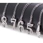 Paialco 925 Sterling Silver Fancy Number 0~9 Script Pendant Necklace Cubic Zirconia Jewelry