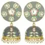 Aheli Elegant Traditional Wedding Festive Wear Faux Kundan Studded Floral Enamel Indian Jhumki Dangle Earrings Ethnic Fashion Jewelry for Women Girls Aheli Elegant Traditional Wedding Festive Wear Faux Kundan Studded Floral Enamel Indian Jhumki Dangle Earrings Ethnic Fashion Jewelry for Women Girls