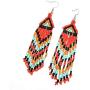 6 Pcs Bohemian Long Beaded Dangle Earrings Handmade Colorful Seed Beaded Long Tassels Drop Earring Set Dainty Elegant Ethnic Style Earring Set for Women Girl Jewelry