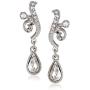 1928 Jewelry Silver-Tone Crystal Scroll Teardrop Earrings