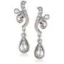 1928 Jewelry Silver-Tone Crystal Scroll Teardrop Earrings 1928 Jewelry Silver-Tone Crystal Scroll Teardrop Earrings