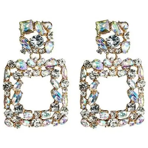 Boho Statement Earrings New Designs Square Crystal Fashion with Dangling Rhinestone Costume Geometric Colorful Jewelry Drop Dangle Stud Earring Shine Jewelry for Women Girls Boho Statement Earrings New Designs Square Crystal Fashion with Dangling Rhinestone Costume Geometric Colorful Jewelry Drop Dangle Stud Earring Shine Jewelry for Women Girls