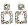 Boho Statement Earrings New Designs Square Crystal Fashion with Dangling Rhinestone Costume Geometric Colorful Jewelry Drop Dangle Stud Earring Shine Jewelry for Women Girls
