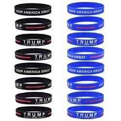 16 Pack Trump 2020 Bracelets Silicone Wristbands Inspirational Motivational Bangle