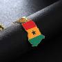 Gold Color Ghana Country Map and Flag Pendant Necklaces Charm Ghanaian Jewelry Ghana National Day Gifts