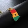 Gold Color Ghana Country Map and Flag Pendant Necklaces Charm Ghanaian Jewelry Ghana National Day Gifts Gold Color Ghana Country Map and Flag Pendant Necklaces Charm Ghanaian Jewelry Ghana National Day Gifts