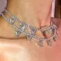 LuckyHouse Tennis Link Rhinestone Chain Butterfly Necklace for Women Silver Iced Out Zirconia Bling Butterfly Pendent Hip Hop Choker Necklace Jewelry Girls