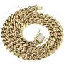 PY BLING 14k Gold Plated Mens Heavy Miami Cuban Link Chain Choker with Lab Diamond Clasp Stainless Steel Hip Hop Thick 8mm-16mm Necklace or Bracelet