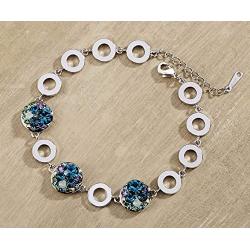 Leafael Ocean Bubble Womens Link Bracelet Made with Premium Crystals Costume Fashion Jewelry, 7''+2'', Silver Tone or 18K Rose Gold Plated, Gifts for Women