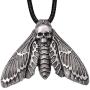 HAQUIL Skull Jewelry Alloy Skull Deaths-Head Hawkmoth Pendant Necklace with Leather Cord for Women and Girls, 19.8''