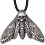 HAQUIL Skull Jewelry Alloy Skull Deaths-Head Hawkmoth Pendant Necklace with Leather Cord for Women and Girls, 19.8''
