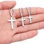 M MOOHAM Cross Necklace for Men - Stainless Steel Silver Gold Black Plain Cross Pendant Necklace Simple Jewelry Gifts, 16-24 Inches Chain