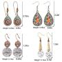 4 Pairs Bohemian Vintage Dangle Earrings Retro Rhinestone Earrings Boho Geometric Copper Wire Dangle Drop Earrings for Women Girls