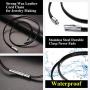 Richsteel Men Women Black/Brown Braided Wax Rope Necklace 2/3mm Wide 16”18'' 20'' 22'' 24'' 26'' 28'' 30'' Length Leather Necklace with Customizable Stainless Steel Clasp Waterproof