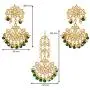 Aheli Traditional Faux Kundan Beaded Maang Tikka Earrings Set Bollywood Ethnic Fashion Jewelry for Women Aheli Traditional Faux Kundan Beaded Maang Tikka Earrings Set Bollywood Ethnic Fashion Jewelry for Women