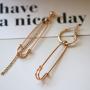 QIAN0813 Fashion Long Tassel Asymmetric Safety Pin Chain U Shaped Drop Earring Exaggerate Dangle Earrings for Women Men Punk Jewelry
