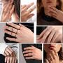 PROSTEEL 3/4pcs 1mm Stainless Steel Womens Plain Band Knuckle Stacking Midi Rings Set Comfort Fit Silver/Gold/Rose/Black Tone Size #4-#10