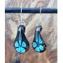 Handmade Murano Inspired Light Blue Flower Teardrop Glass Earrings by BESHEEK │Handcrafted Blown Hypoallergenic Artisan Lampwork Italian Style Jewelry