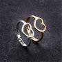 Aineecy Infinity Love Heart Rings Set for Friendship Geometric Hollow Peach Heart Engraved Letter Index Finger Rings for Women Girls Graduation Gift 2Pcs/Set