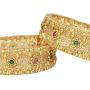 SANARA Indian Traditional Gold Plated Women Wedding Ruby Green Bollywood Bridal Polki Bangle Bracelet Set Ethnic Jewelry