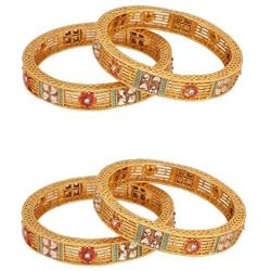 Efulgenz Indian Style Bollywood Traditional Gold Plated Faux Kundan Stone Wedding Bridal Bracelet Bangle Set Jewelry