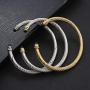 Tiyad Cable Wire Cuff Bracelet Bangle Bracelets for Women Stainless Steel Twisted Cable Cuff