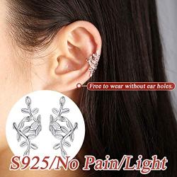 Silvora Sterling Silver Non-Piercing Ear Cuff Earrings, Helix Cartilage Cuff Earrings Set for Women Teen Girls with Delicate Brand Packaging
