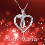 Infinity Cross Forever Love Heart Necklace Diamond Cut Round Austria Cubic Zirconia 925 Sterling Silver Fine Jewelry for Women Wedding Engagement Valentine Christmas Gift