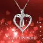 Infinity Cross Forever Love Heart Necklace Diamond Cut Round Austria Cubic Zirconia 925 Sterling Silver Fine Jewelry for Women Wedding Engagement Valentine Christmas Gift