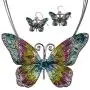 Jewelry Nexus Butterfly Pendant Necklace with Enamel Inlay and Matching Earrings Set Jewelry Nexus Butterfly Pendant Necklace with Enamel Inlay and Matching Earrings Set