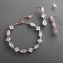 Mariell Rose Gold Zirconia Crystal Wedding Bracelet Earrings Set for Women, Jewelry for Bride, Bridesmaid