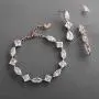 Mariell Rose Gold Zirconia Crystal Wedding Bracelet Earrings Set for Women, Jewelry for Bride, Bridesmaid