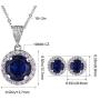 AMYJANE Halo Crystal Jewelry Set - Sterling Silver Round Cubic Zirconia Crystal Bridal Pendant Necklace Earrings Set for Wedding Bride Bridesmaids