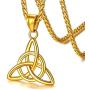 FaithHeart Triangle Celtic Knot Necklace Stainless Steel Vintage Irish Pendant Jewelry for Men Women with 24 Inch Chain (Silver/Gold)