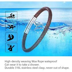 ChainsPro Custom Engraving, Waterproof Braided Rope Leather Bracelet, for Men/Women, Boyfriend Gift, 18/20/22CM (Send Gift Box)