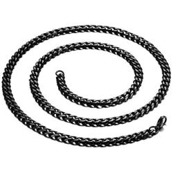 jonline24h Mens Stainless Steel Necklace Chain 18-30inches, Black, 6.5mm