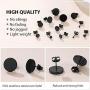 GoldChic Jewelry 3-12Pairs Stainless Steel Mens Classic Design Bar/Hexagon/Geometric/Round Stud Earrings Set Punk Ear Piercing Studs Hypoallergenic (2-12mm) Black/Silver/Gold Color