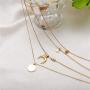 Modyle Women Layered Necklace 14K Real Gold Plated Coin Circle Heart Moon Pendant Dainty Chain Minimalist Simple Boho Jewelry Mothers Gift