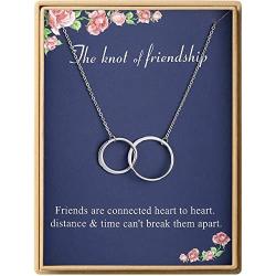 Lcherry The Knot of Friendship Necklace S925 Sterling Silver Two Interlocking Infinity Double Circles Necklace Friend Jewelry for Women