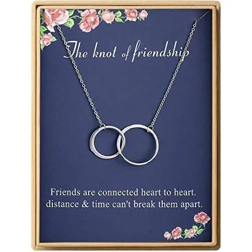 Lcherry The Knot of Friendship Necklace S925 Sterling Silver Two Interlocking Infinity Double Circles Necklace Friend Jewelry for Women Lcherry The Knot of Friendship Necklace S925 Sterling Silver Two Interlocking Infinity Double Circles Necklace Friend Jewelry for Women