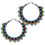 Handmade Beaded Indian Jewelry Multicolor Beads Beaded Dangle Hoop Fashion Earrings E-60-SB-3