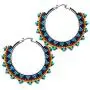 Handmade Beaded Indian Jewelry Multicolor Beads Beaded Dangle Hoop Fashion Earrings E-60-SB-3