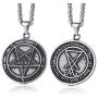 XUANPAI Stainless Steel Inverted Pentagram Satanic Sabbatic Goat Lucifer Wiccan Pewter Pendant Seal of Satan Sigil of Lucifer Necklace for Men Women