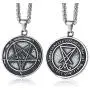 XUANPAI Stainless Steel Inverted Pentagram Satanic Sabbatic Goat Lucifer Wiccan Pewter Pendant Seal of Satan Sigil of Lucifer Necklace for Men Women XUANPAI Stainless Steel Inverted Pentagram Satanic Sabbatic Goat Lucifer Wiccan Pewter Pendant Seal of Satan Sigil of Lucifer Necklace for Men Women
